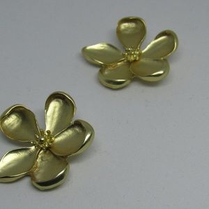 Large Gold Irregular Shape Flower Earrings